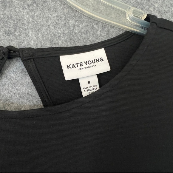 KATE YOUNG Black Ponte Cutout Back Fit & Flare Dress LBD Size 6 NWT - Picture 7 of 14